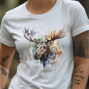 Moose Shirt Moose In The Forest Graphic T-Shirt Nature Lover Gift Animal Lover Moose TShirt