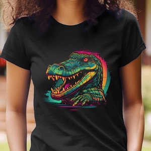 Crocodile Shirt Colorful 80s Retro Croc T-Shirt Crocodile Croc Alligator Gator Graphic Tee