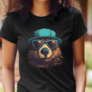 Beaver Shirt Cool Hipster Beaver T-Shirt Funny Animal Graphic Tee
