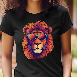 Lion Shirt Party Animal Lion T-Shirt King Of The Jungle Graphic Tee Lion In Sunglasses Funny Animal