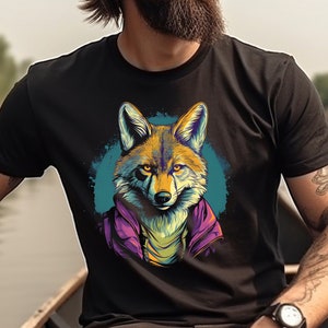 80s Retro Coyote Shirt Coyote T-Shirt Hipster Coyote In A Vest Graphic Tee Funny Animal TShirt