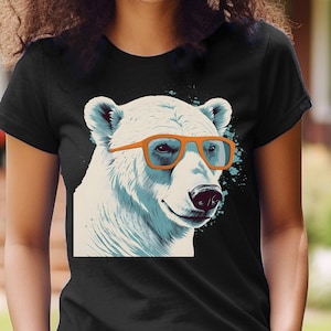 Polar Bear Shirt Cool Polar Bear Wearing Glasses T-Shirt Funny Animal Graphic Tee