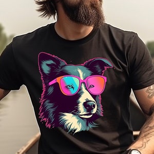 Border Collie Shirt Border Collie Dog T-Shirt Gift For Border Collie Owner Gift For Dog Lover Animal Lover Graphic Tee 80s Retro Design