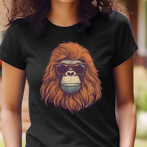 Orangutan Shirt Party Animal Orangutan In Sunglasses T-Shirt Monkey Ape Jungle Vintage Style Graphic Tee