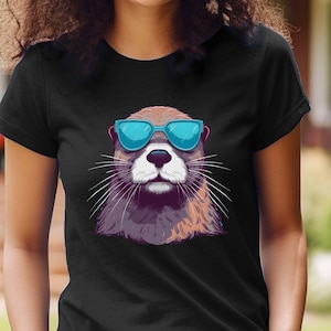 Otter Shirt Cool Party Animal Otter T-Shirt Funny Animal Otter In Sunglasses Graphic Tee