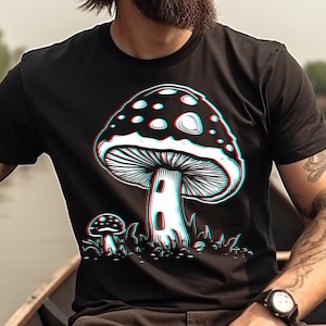 Psychedelic Mushroom Shirt Trippy 3D T-Shirt Acid Shirt Mushroom Trippy Clothing Psychonaut Gift Trippy Gift Mushroom Gift Retro 3D Look