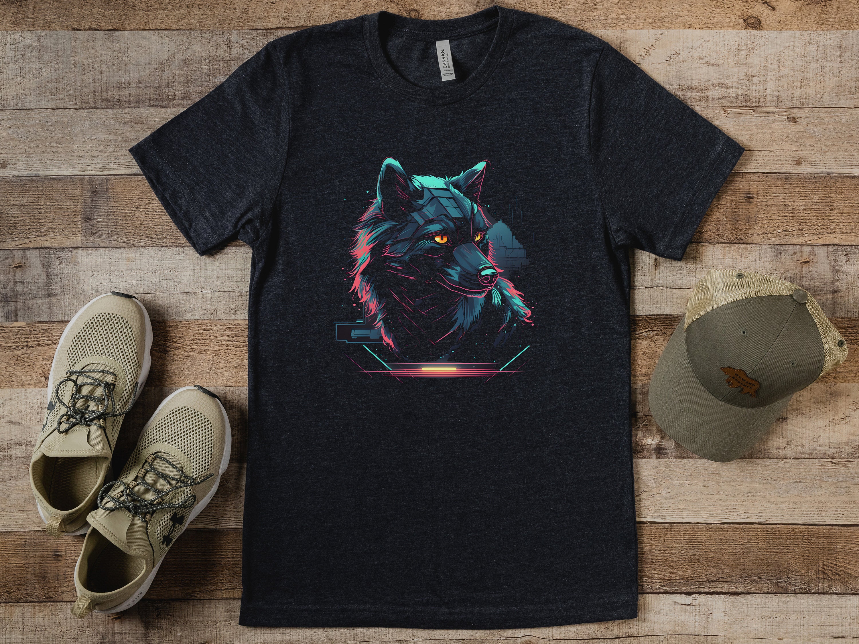 Fenrir Shirt 80s Retro Wolf T-shirt Cool Cyberpunk Wolf Tshirt Animal ...