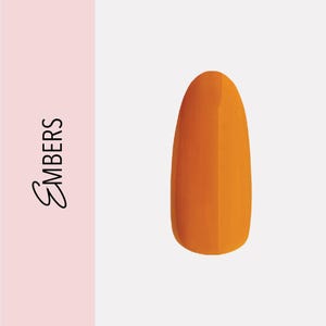 Puede incluir: Una sola botella de esmalte de uñas naranja con una tapa redondeada.