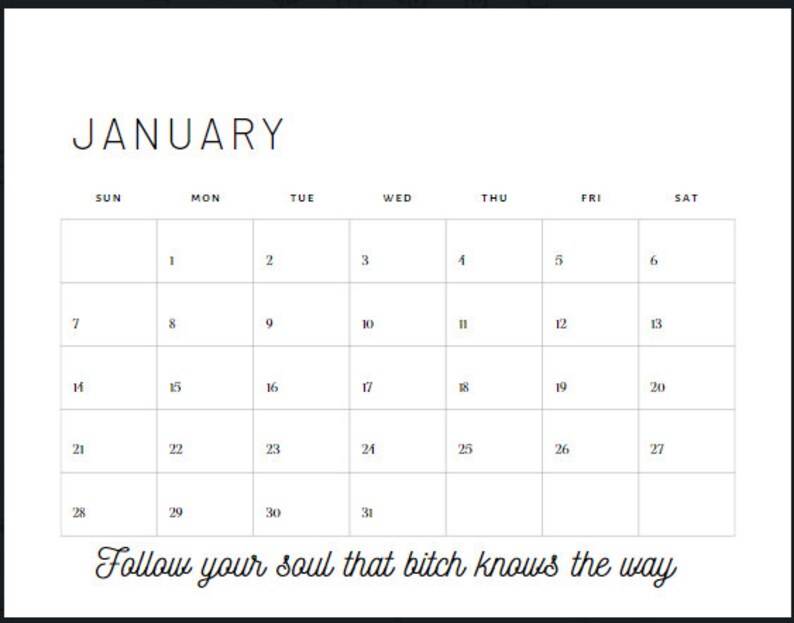 2024 Printable Funny Calendar Motivational Monthly Sayings Etsy Australia