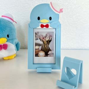 cute kawaii character penguin polaroid frame | magnetic instax mini polaroid picture photo frame with stand