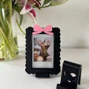 cute ribbon bow coquette polaroid frame | magnetic instax mini polaroid picture photo frame with stand