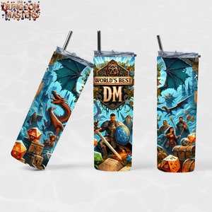 World&#39;s Best DM - Dungeon Master - Dungeons and Dragons - 20oz Tumbler Sublimation Design, Digital Download, Straight & Tapered, 300 DPI AI