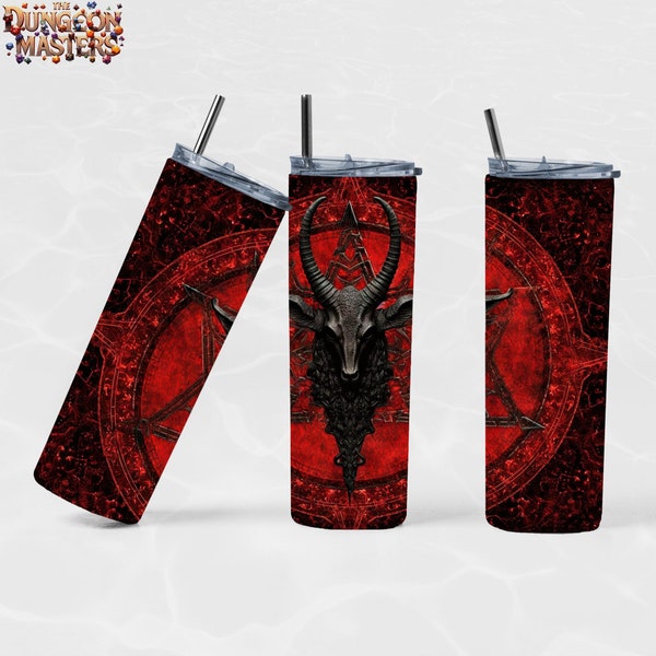 Baphomet Pentagram Gothic Blood Red - 20oz Tumbler Sublimation Design, Instant Digital Download, Straight & Tapered, 300 DPI PNG AI