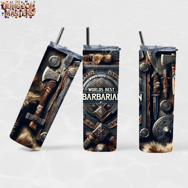 World's Best Barbarian - DnD Dungeons and Dragons - 20oz Tumbler Sublimation Design, Digital Download, Straight & Tapered, 300 DPI PNG AI