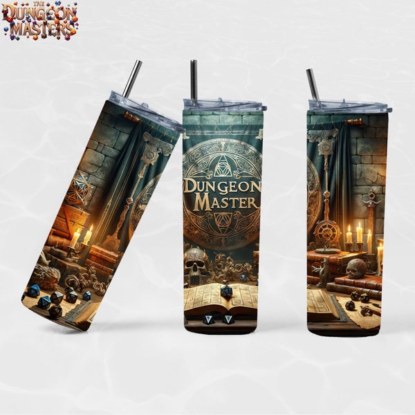 Dungeon Master - DnD Dungeons und Dragons - 20 Unzen Tumbler Sublimationsdesign, digitaler Download, gerade und konisch, 300 DPI PNG AI