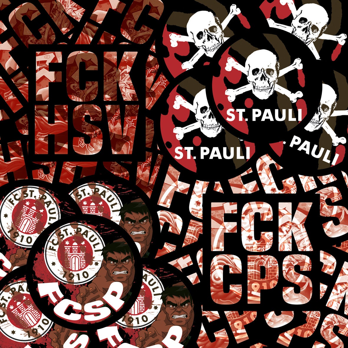 FC St. Pauli Sticker Skull Rainbow Logo Football #308