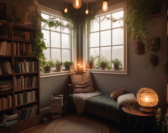 Sfondo virtuale Reading Nook / 5 sfondi virtuali Zoom / Sfondo / Sfondo ufficio / Microsoft Teams / Facebook / Google Meet