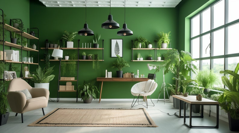 Green Home Office Virtual Background | 5 Zoom Virtual Backgrounds