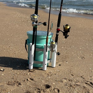 3 Fishing Rod Holder for YETI Loadout Bucket, Aluminum Frame, USA Made, Gift for Fishermen