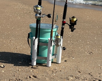 3 Fishing Rod Holder for YETI Loadout Bucket, Aluminum Frame, USA Made,  Gift for Fishermen