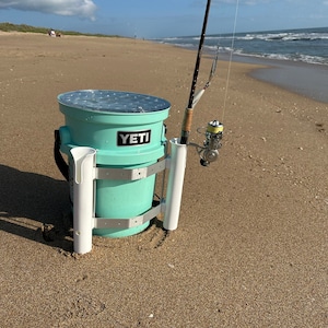2 Fishing Rod Holder for YETI Loadout Bucket, Aluminum Frame, USA Made, Gift for Fishermen