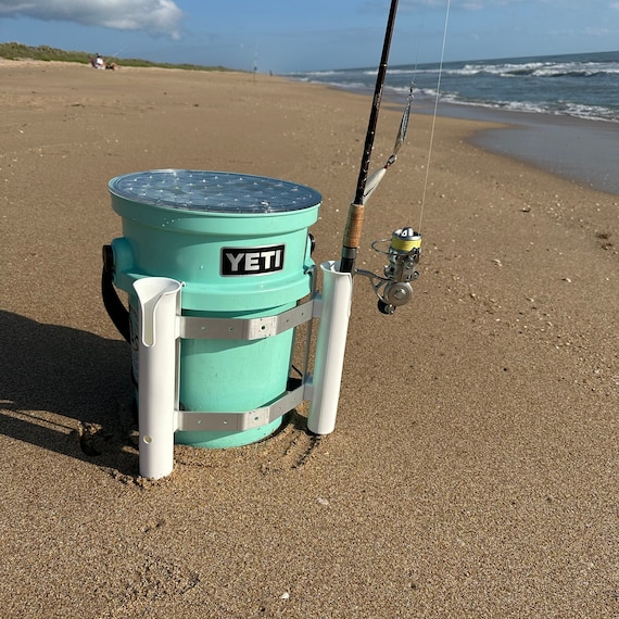 2 Fishing Rod Holder for YETI Loadout Bucket, Aluminum Frame, USA