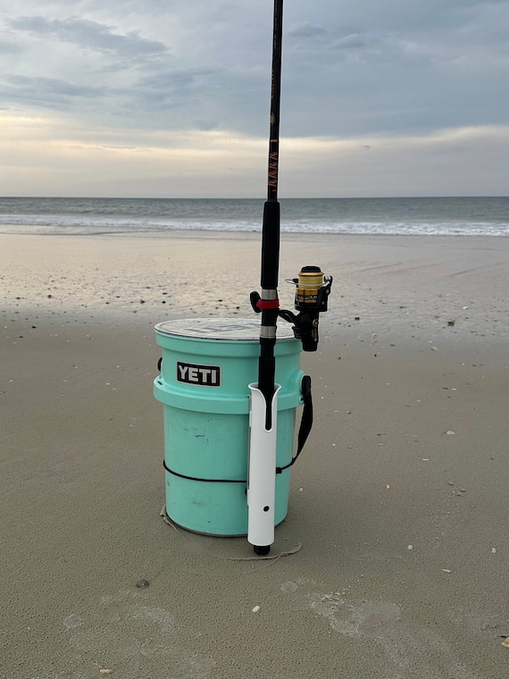 cooler and fishing rod holder Single Fishing Rod Holder for YETI Loadout Bucket, Aluminum Frame, USA  Made, Gift for Fishermen