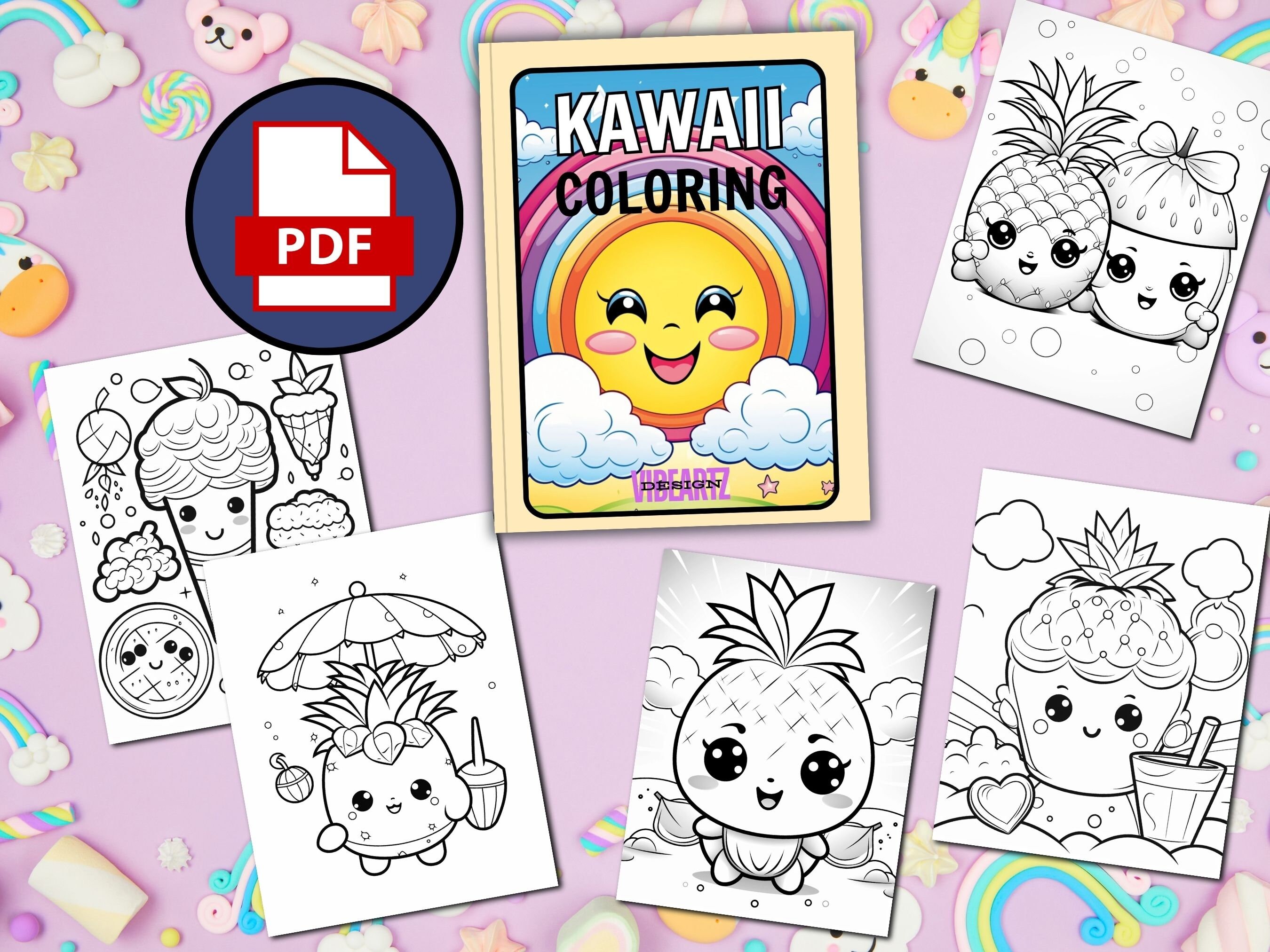200 Cute Kawaii Summer Coloring Pages for Kids Colouring Book Summer ...