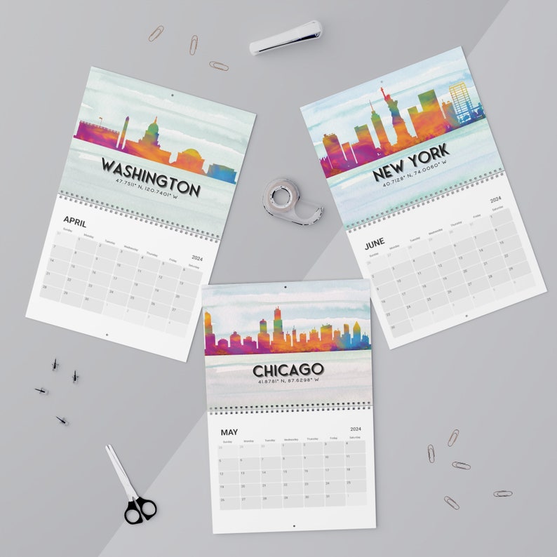 Skylines Wall Calendar 2024, Calendar Skylines 2024,city Skyline World