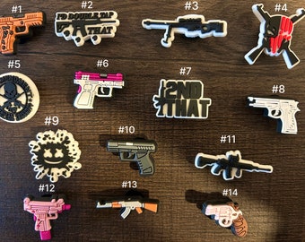 Popular Cute GUN Shoe Charms, Accessories GUN  Clog Charms, Army GUNs Pins for crocs, Shoe Decoration Shoe Clog Charms Shoe Clips