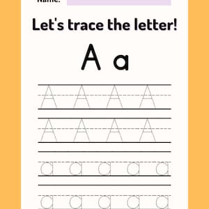 Pacchetto di apprendimento per la scuola materna e l&#39;asilo / Schede di attività stampabili / Colorazione / Tracciamento / Alfabeto