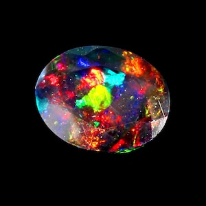 AAAAA-kvalitet naturlig svart opal cabochon ädelsten + Welo eld svart opal + fasetterad oval form opal + oktober födelsesten ädelsten, storlek 7x5 MM. bild 4