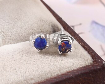 Genuine Lapis Lazuli Earring- 925 Sterling Silver Earrings- Lapis Earrings- Dainty Lapis Earrings- Earrings For Women, Gift For Her.