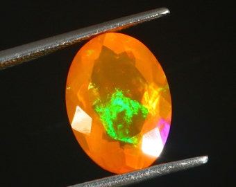 AAAAA Grade Natural Orange Opal Cabochon Gemstone+Mexican Fire Opal+ Faceted Oval Shape Opal+October Birthstone Gemstone, Size 14x10 MM.