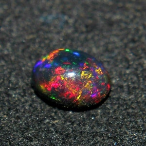 AAAAA Grade Natural Black Opal Cabochon Gemstone+Welo Fire Black Opal+ Handmade Oval Shape Opal+October Birthstone Gemstone, Size 7x5  MM.