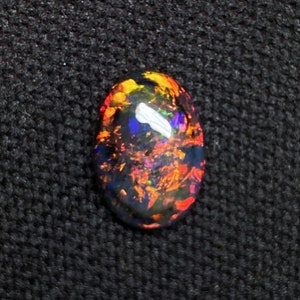 AAAAA Grade Natural Black Opal Cabochon Gemstone+Welo Fire Black Opal+ Handmade Oval Shape Opal+October Birthstone Gemstone, Size 14x10 MM