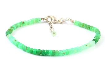 Chrysoprase Gemstone Bracelet- Chrysoprase Jewelry- Beaded Bracelet- Adjustable Bracelet- Stacking Bracelet- Handmade Bracelet- Gift For Her