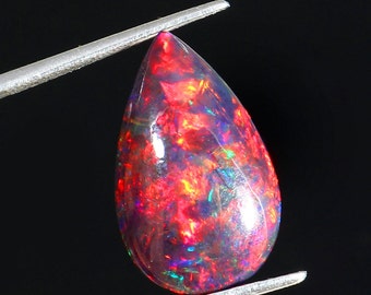 20x12mm Pear Black Opal Cabochon- Opal Cabochon- Black Opal- Opal Gemstone- Multi Fire Opal- Rainbow Fire Opal- Ring Opal- Loose Black Opal