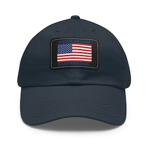 Union Proud Electrician Dad Hat with Leather Patch (Rectangle)