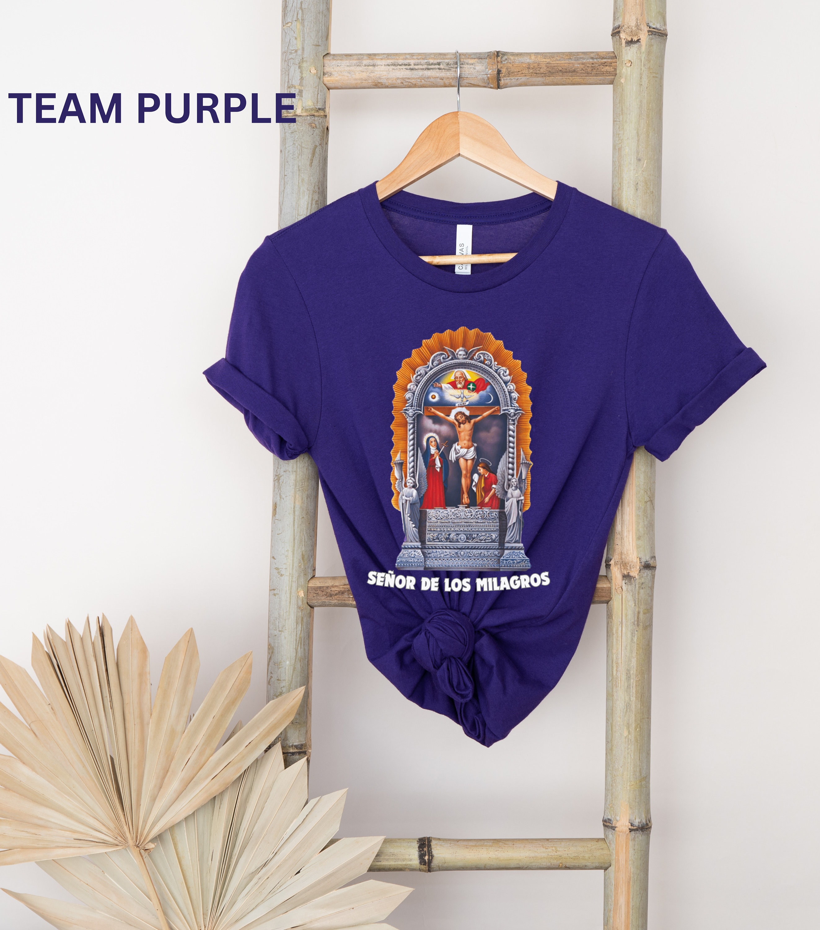 Camiseta Señor de los Milagros Perú: Camiseta Cristo Morado del Mes Púrpura  - Etsy México, image size:2647x3000