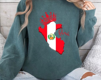 Peruvian Map Sweatshirt: Peru Pride, Latina Shirt