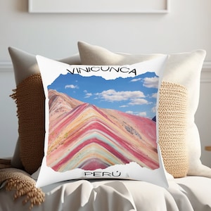 Vinicunca Mountain Peru Pillow, Peruvian cushion, Boho Home, Peruvian Decor, Colorful Mountain Peru Pillow,Peruvian, Vinicunca, Machu Picchu