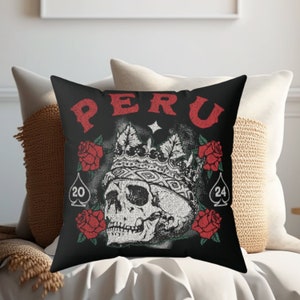 Peruvian Skull Pillow, Peruvian textiles, Peruvian Cushion, Boho Home, Peruvian Decor, Peruvian Machu Picchu Pillow Cuzqueña Vintage Pillow,