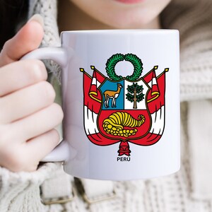 Escudo Peruano Coffee Mug, Peru Gifts, Born in Peru Cup, Orgullosa Peruana Mug, Taza Peruana, Gift for Peruvian, Peru White Mug