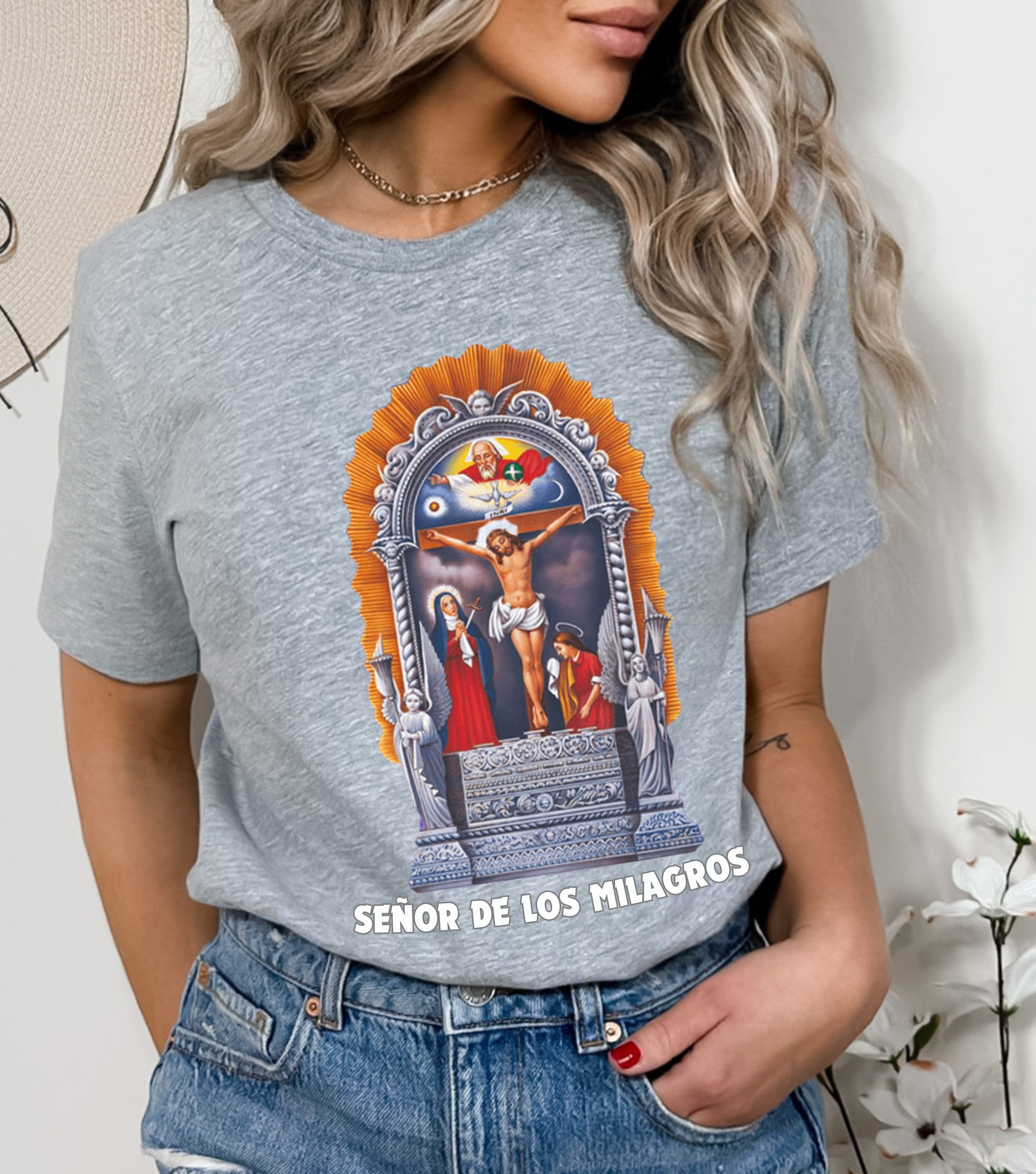 Camiseta Señor de los Milagros Perú: Camiseta Cristo Morado del Mes Púrpura  - Etsy México, image size:2647x3000