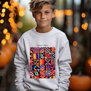 Peruvian Cuzco Youth Sweater, Big Kids Peruvian Sweater, Cuzco Youth Sweater, Sweater for Youth Peruvian, Machupicchu, Kids Peruvian Sweater