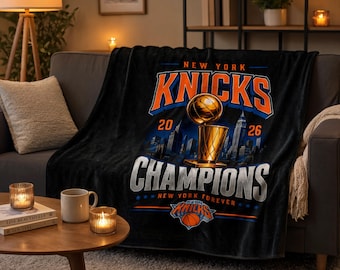 New York Knicks Champions Blanket, NBA Finals 2026 Basketball Woven Blanket, Beach Towel, New York Knicks Vintage Woven Blanket