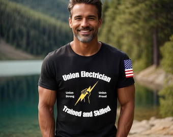 Union Electrician T-Shirt: Patriotic American Flag Electrician Tools