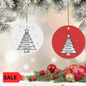 Family Tree name Ceramic Ornament, Ceramic Family Name  Ornament, Custom Family Tree Name Ornament Ceramic Tree Name 2023 Christmas Ornament