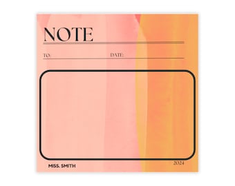 Personalized Teacher Sticky Note Pad: Crayon Design, Desk Accessory